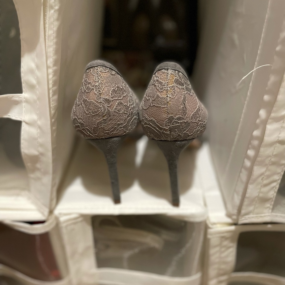 Gray Lace Pumps - Picture 1 of 3